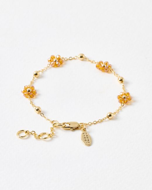 Oliver Bonas Metallic Rosa Beaded Flower Chain Bracelet