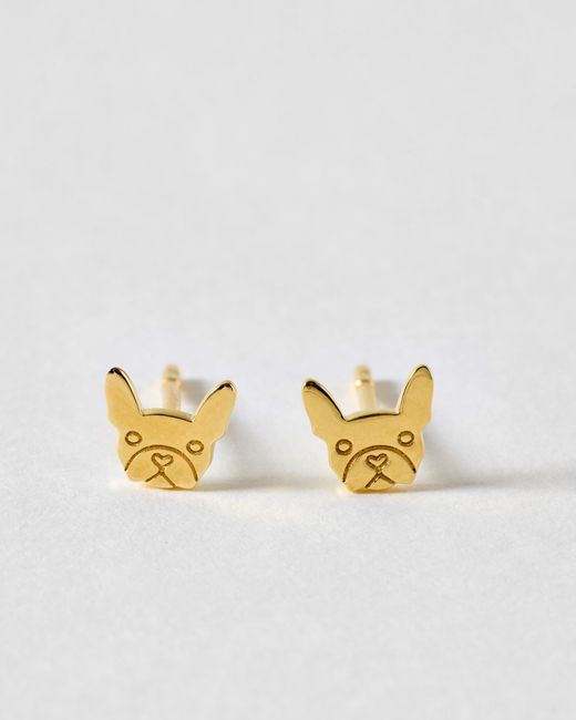 Oliver Bonas Metallic Lennie Bulldog Stud Earrings