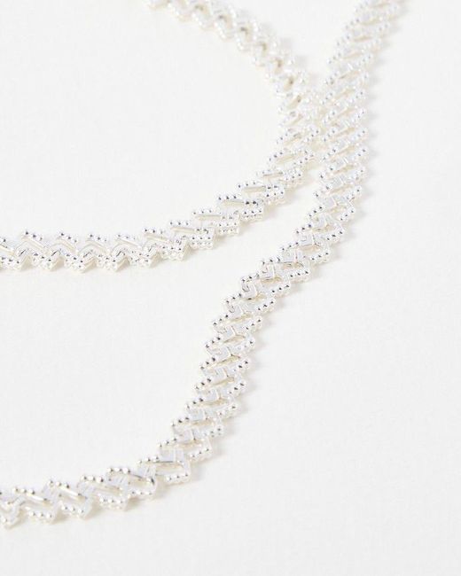 Oliver Bonas White Celyn Ornate Plated Chain Necklace