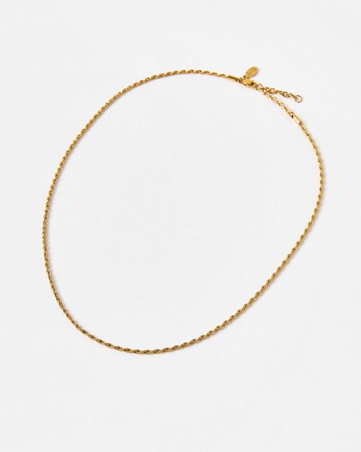 Oliver Bonas White Cora Tone Waterproof Fine Twist Chain Necklace