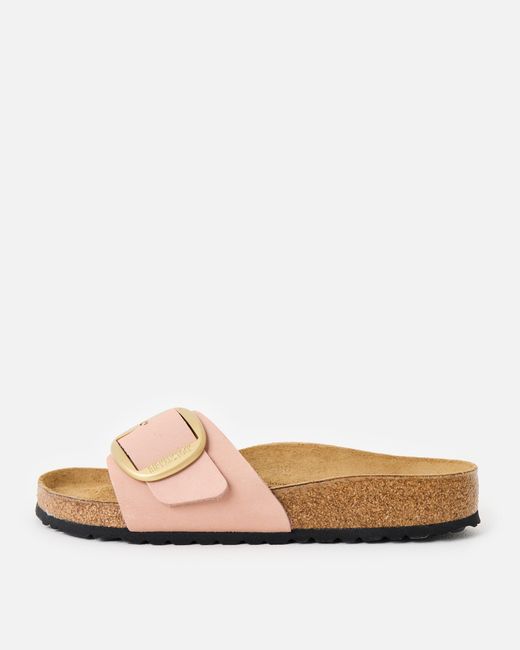 Birkenstock White Madrid Big Buckle Nubuck Leather Sandals, Size 4.5