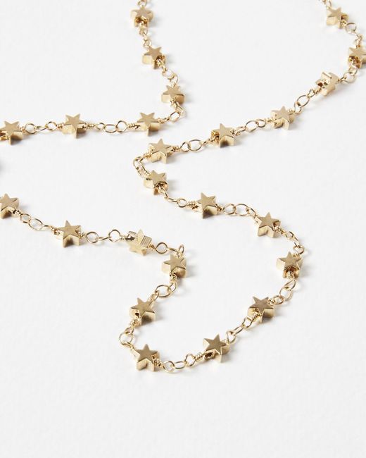 Oliver Bonas White Taurus Mini Stars Tone Chain Necklace