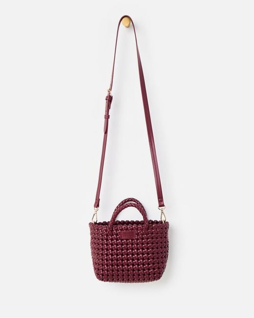 Oliver Bonas Red Kitty Burgundy Braided Crossbody Bag