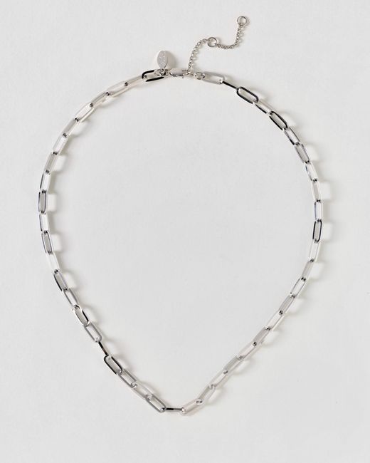 Oliver Bonas White Austen Tone Waterproof Paperclip Chain Necklace
