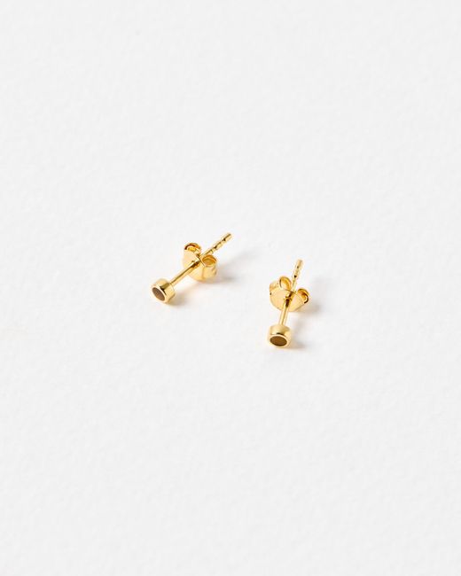 Oliver Bonas White Nettie Tiger's Eye Mini Stud Earrings