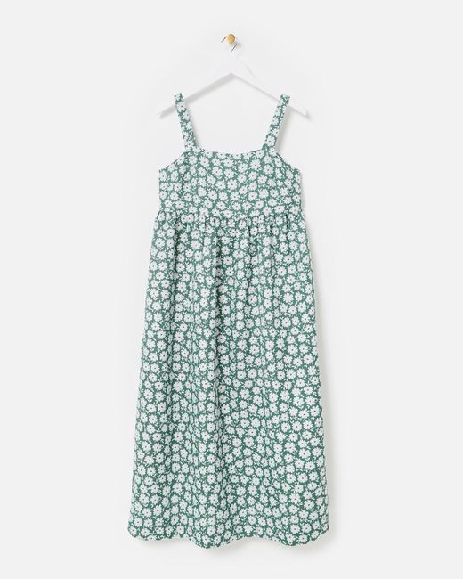 Oliver Bonas Green & White Daisy Jacquard Strappy Midi Dress, Size 6