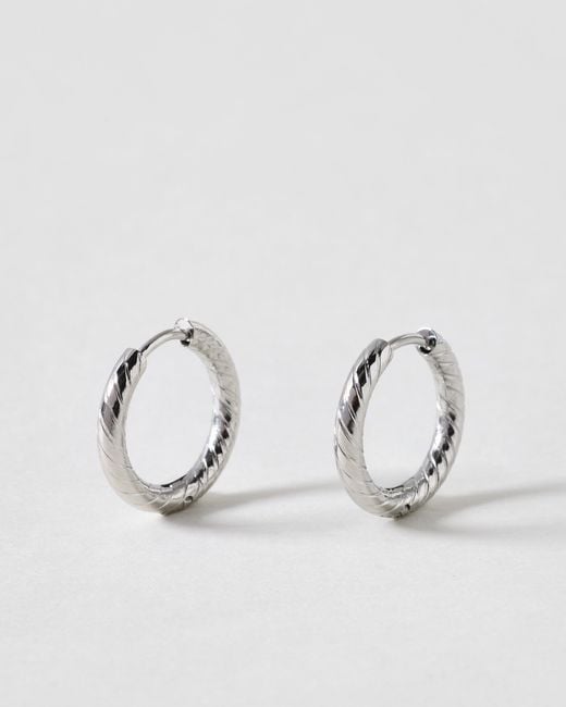 Oliver Bonas Metallic Stevie Silver Tone Waterproof Small Hoop Earrings
