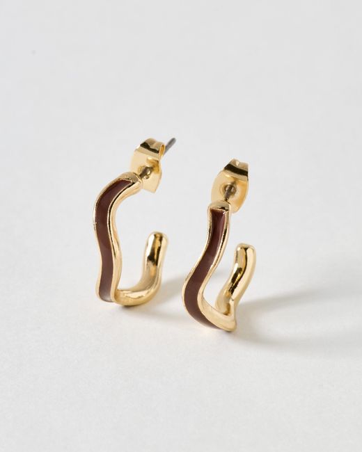 Oliver Bonas Metallic Roxie Enamel Hoop Earrings
