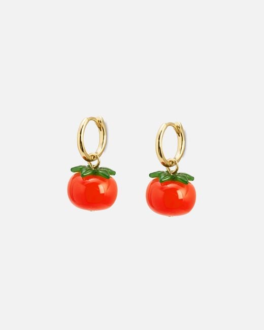Oliver Bonas Red Cita Cherry Tomato Charm Hoop Earrings