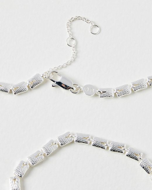 Oliver Bonas White Erica Textured Rectangular Chain Necklace