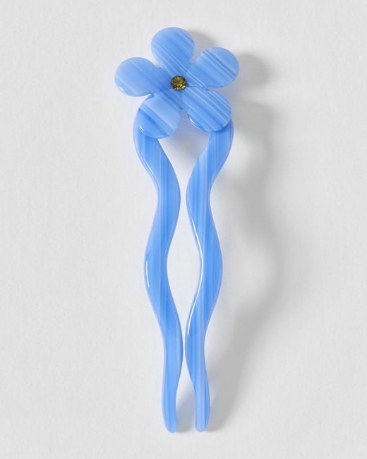 Oliver Bonas Blue Saffron Resin Flower Hair Pin
