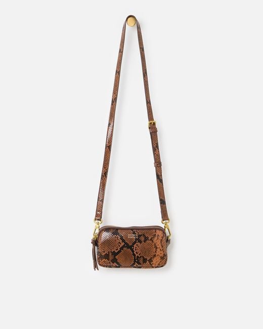 Oliver Bonas Brown Naha Snake Print Crossbody Bag