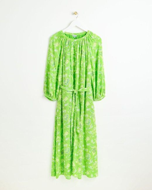Oliver Bonas Green Lime Paisley Floral Midi Dress