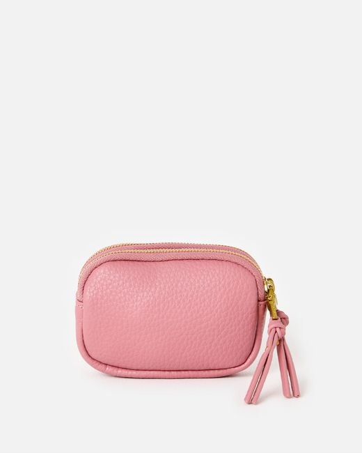 Oliver Bonas Nina Dusky Pink Double Zip Keyring Pouch
