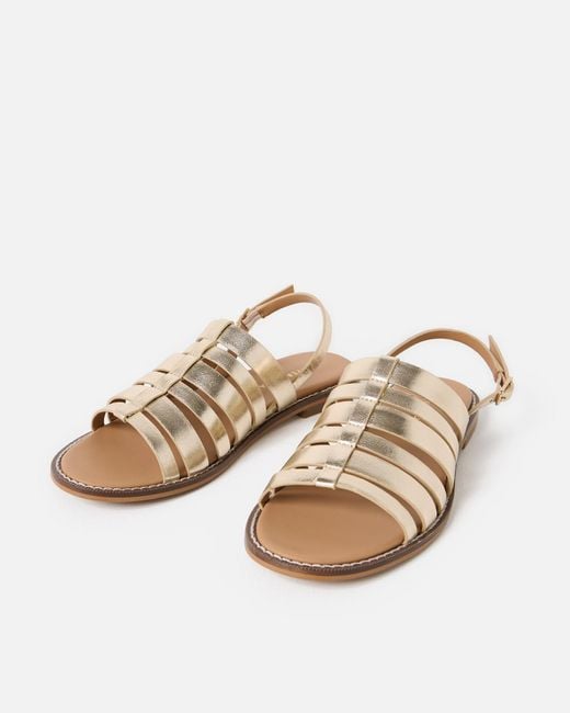 Oliver Bonas White Metallic Strappy Slingback Leather Sandals, Size Uk 3