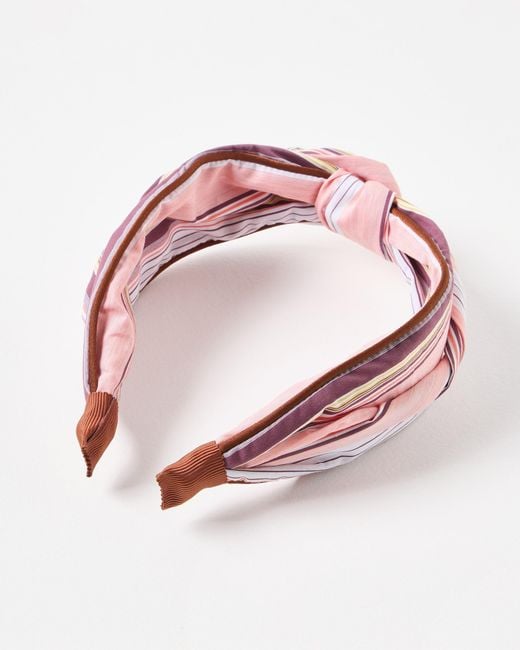Oliver Bonas Elowyn Pink & Striped Knot Twist Headband