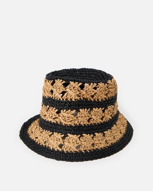 Oliver Bonas Brown & Black Striped Crochet Bucket Hat