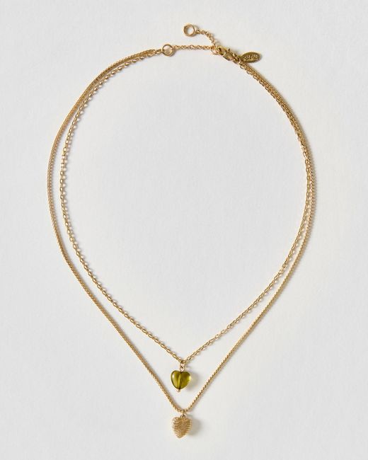 Oliver Bonas Metallic Lara Resin Mini Heart Layered Necklace