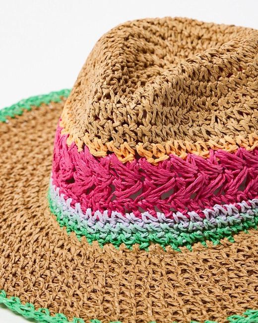 Oliver Bonas Multicolor Colorful Stripe Crochet Fedora Hat