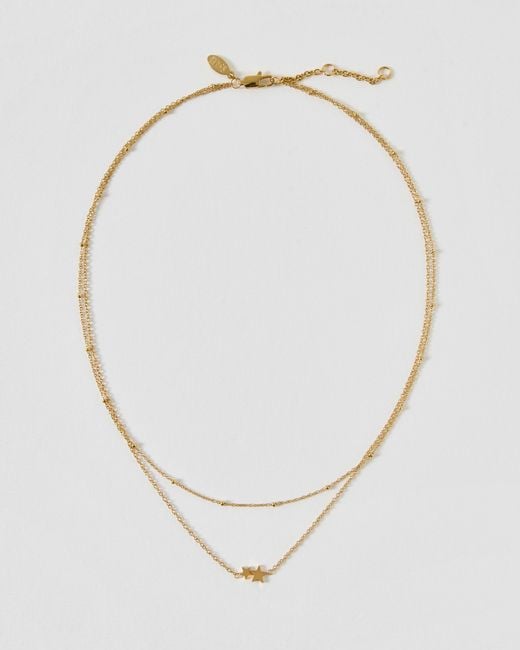 Oliver Bonas White Morgan Tone Waterproof Double Star Charm Double Row Necklace
