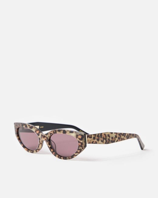 Oliver Bonas Pink Animal Print Cat Eye Acetate Sunglasses