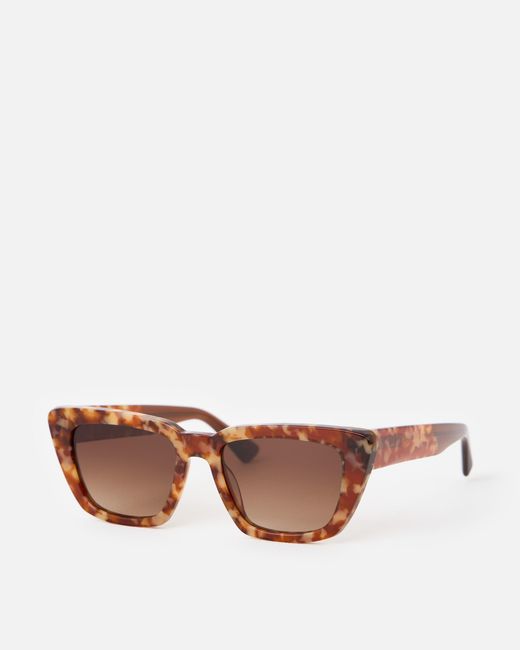 Oliver Bonas Brown Tort Angled Square Acetate Sunglasses