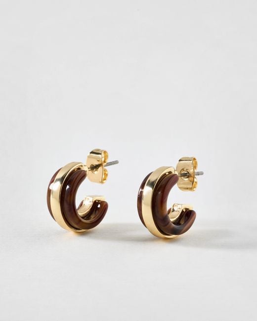Oliver Bonas Metallic Emilia & Gold Tone Resin Hoop Earrings