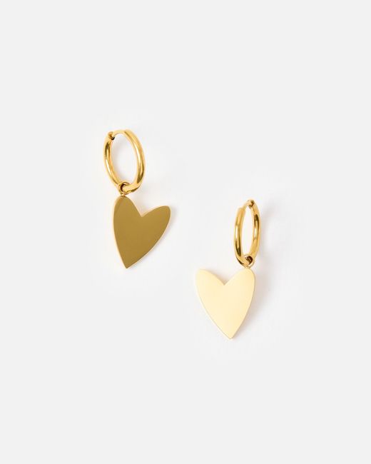 Oliver Bonas Metallic Billie Tone Waterproof Heart Drop Huggies