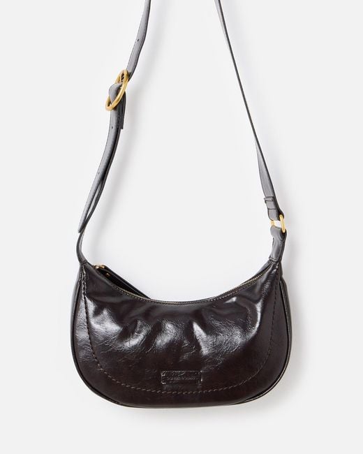 Oliver Bonas Black Ida Crackle Sling Mini Crossbody Bag