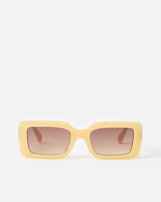 Oliver Bonas Natural & Faux Tortoiseshell Rectangular Sunglasses