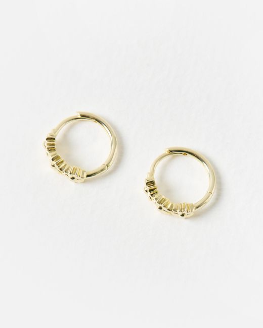 Oliver Bonas White Triple Flower Clicker Hoop Earrings