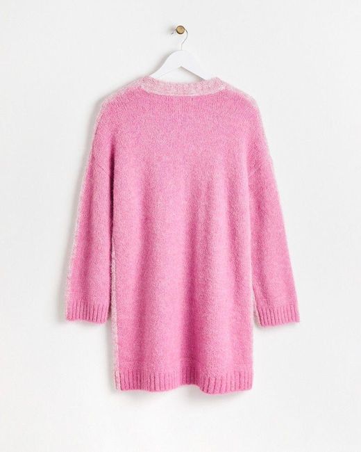 Oliver Bonas Pink Two Tone Knitted Sweater Dress