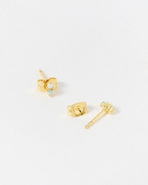 Oliver Bonas White Ffion Opalite Cluster Stud Earrings