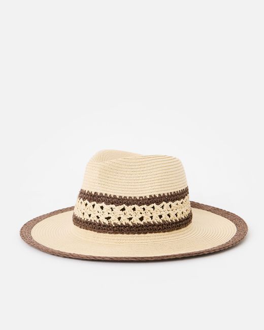 Oliver Bonas Natural Cream & Open Weave Fedora Hat