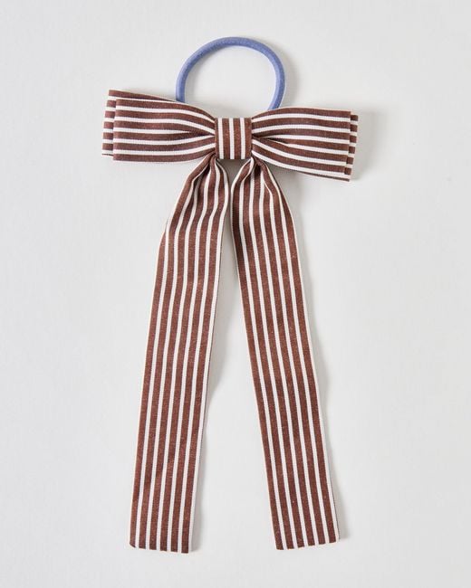 Oliver Bonas White Anne Stripe Bow Hair Band
