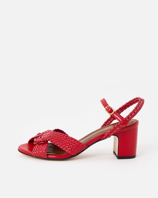 Anonymous Copenhagen Red Dilaya 55 Braided Leather Heeled Sandals, Size Uk 4