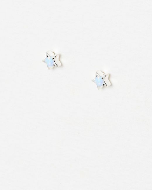 Oliver Bonas White Astra Star Opalite Silver Stud Earrings