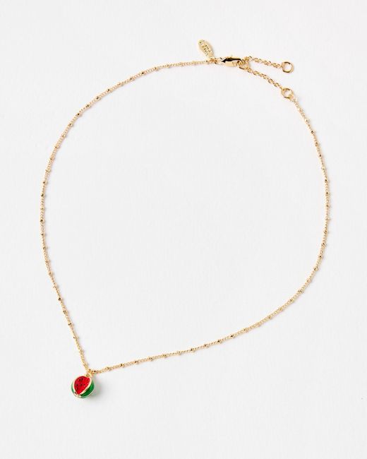 Oliver Bonas White Wilma Watermelon Pendant Chain Necklace