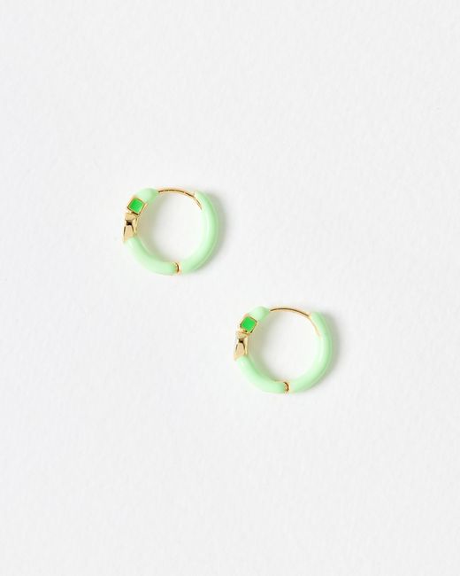 Oliver Bonas Blue Ciara Heart Enamel Huggie Earrings