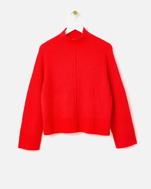 Oliver Bonas Red Funnel Neck Seam Detail Knitted Jumper, Size 18