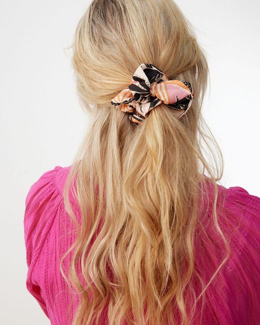 Oliver Bonas Pink Bird Print Hair Scrunchie