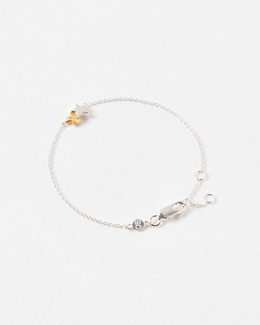 Oliver Bonas White Callie Star Charm Silver & Chain Bracelet