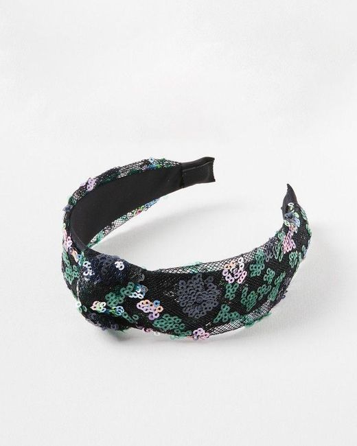 Oliver Bonas Green Paloma Sequin Flower Knot Headband