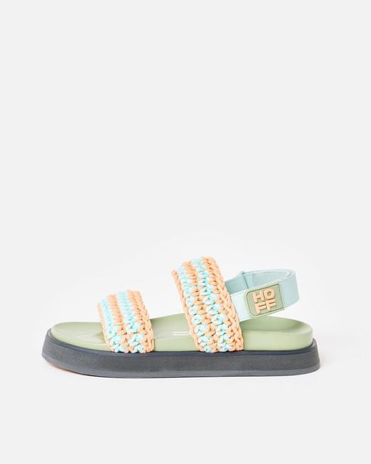 HOFF Green Galdana Peach & Mint Woven Flatform Sandals, Size Uk 3