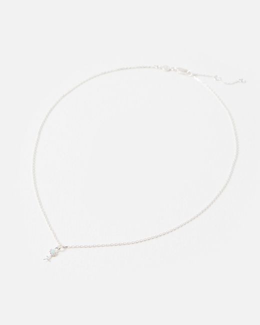 Oliver Bonas White Blossom Opalite Flower Pendant Necklace