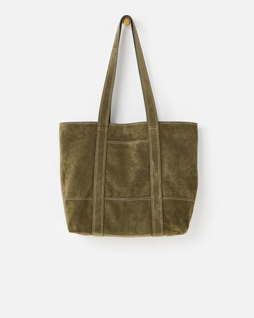 Oliver Bonas Green Jennie Khaki Faux Suede Tote Bag
