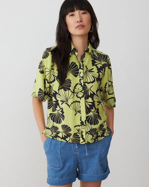 Oliver Bonas Green Floral Print Boxy Shirt