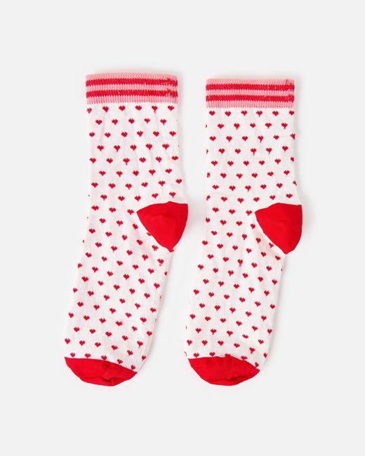 Oliver Bonas White & Heart Print Ankle Socks