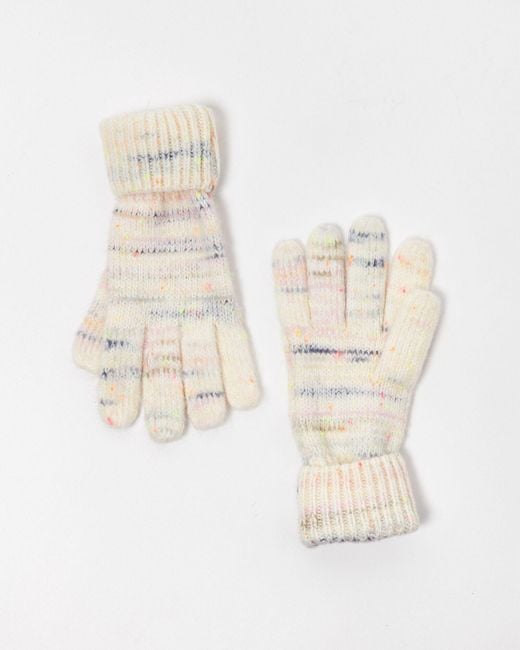 Oliver Bonas White Nepped Neon Space Dye Knitted Gloves