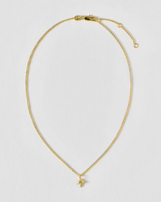 Oliver Bonas Metallic Myra Mushroom Charm Brushed Pendant Necklace